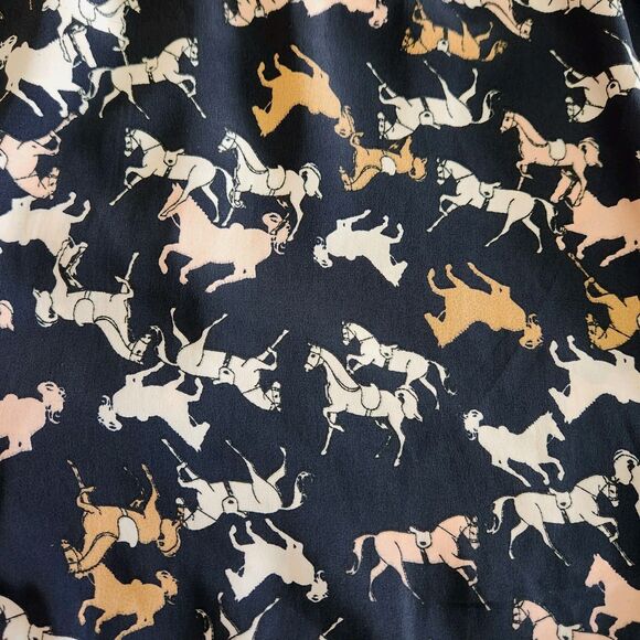 H&M Button Up Horse Equestrian Western Cowgirl Novelty Print Shirt SZ 10 Medium - Picture 3 of 15